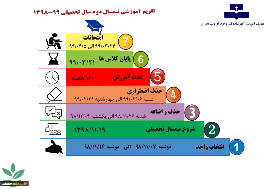 تقویم آموزشی نیمسال دوم سال تحصیلی 98-99 2