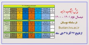 پیش انتخاب واحد ویژه دانشجویان  ترم 2 و بالاتر میباشد ( انتخاب واحد دانشجویان ترم یک توسط آموزش صورت می گیرد) 2