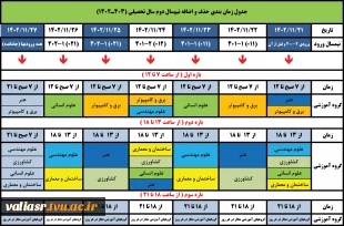 جدول زمان بندی حذف و اضافه نیم‌سال دوم سال تحصیلی (403ـ1402) 2