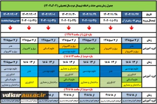 جدول  زمان بندی و حذف  و اضافه2-1403 3