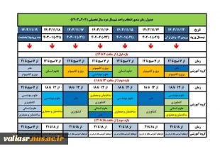 جدول زمان بندی انتخاب واحد نیمسال دوم سال تحصیلی 1404 - 1403 3